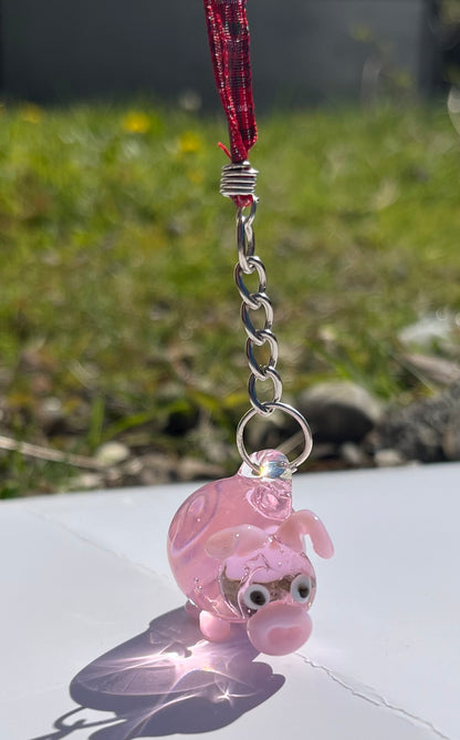 Piggy Blown Glass Charm