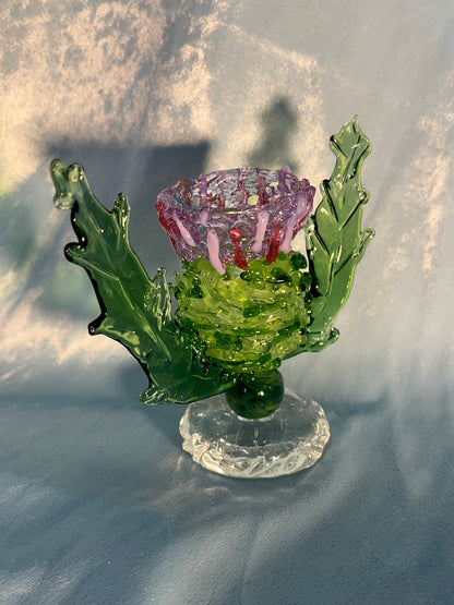 Scottish Thistle Hand Blown Figure